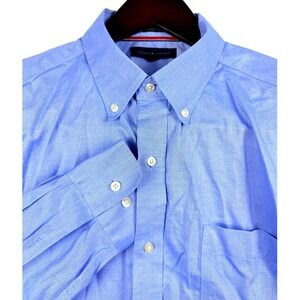Tommy Hilfiger Men's Blue‎ Button Down Shirt Regular Fit Non Iron Size 17 34 35